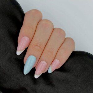 Baby Blue and pink nude press on nails
